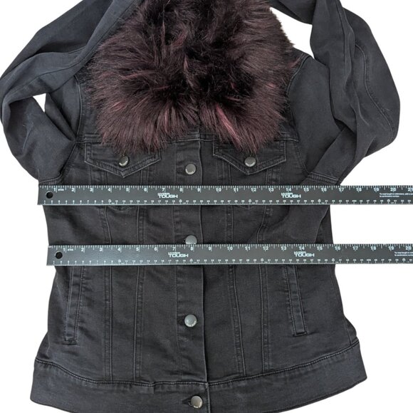 Max Jeans Black Denim Jacket with Removable Fur Collar - Picture 10 of 12